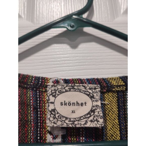 Skonhet Draped Front Open Cardigan Sweater Size XLarge Gray Long Sleeves Stripes - Picture 3 of 12